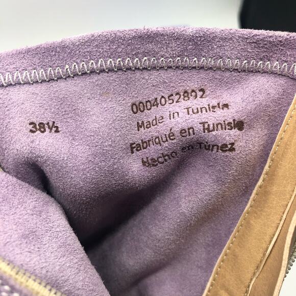 Free People Double Stacked Suede Ankle Boot Platform Back Zip Lavender 38.5/8.5 - Picture 13 of 13